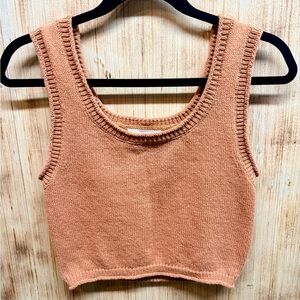 Women's Tan Knit Crop Tank Top
